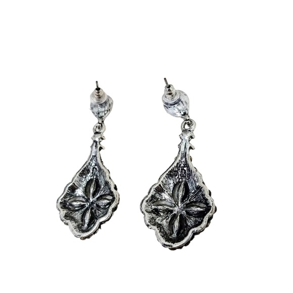 Luxury style Fleur Black Diamonds Simulated Chandelier Pierced Dangle Earrings - Picture 7 of 8